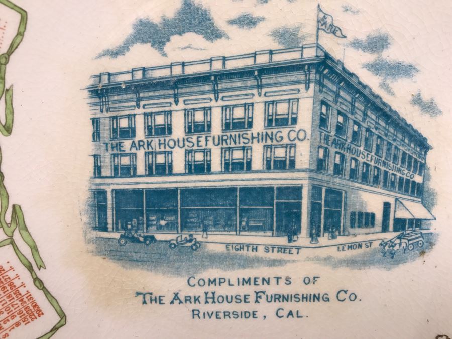 Vintage 1911 Advertising Calendar Plate The Ark House Furnishing Co Riverside, CA Dresden China [Photo 5]