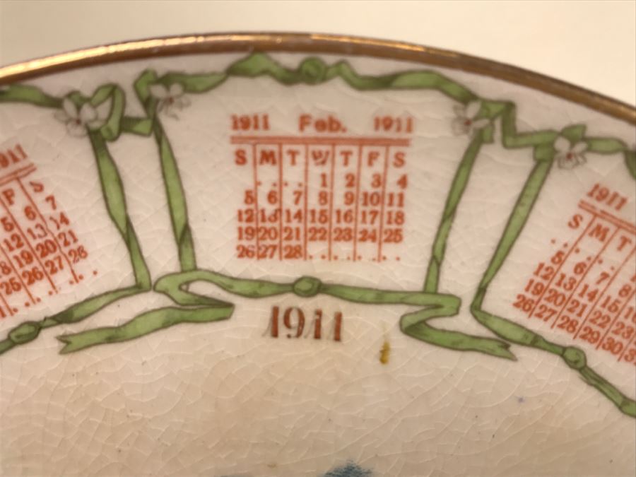 Vintage 1911 Advertising Calendar Plate The Ark House Furnishing Co Riverside, CA Dresden China [Photo 9]