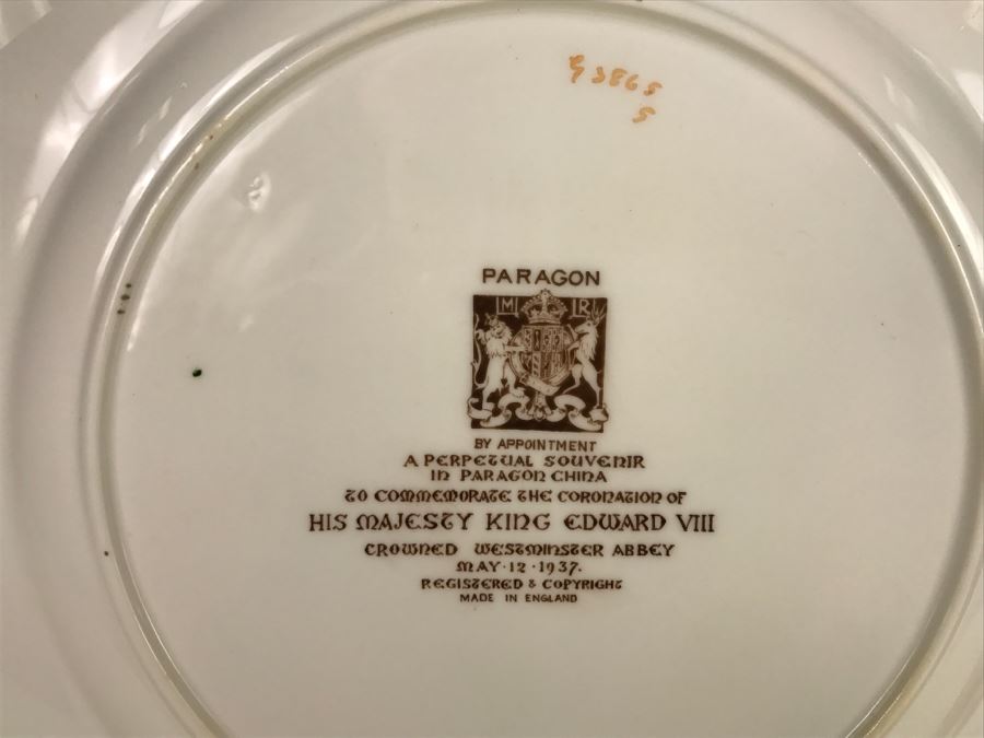 Edward VIII King And Emperor Crowned May 12th 1937 Commemoration Plate PARAGON China England [Photo 10]