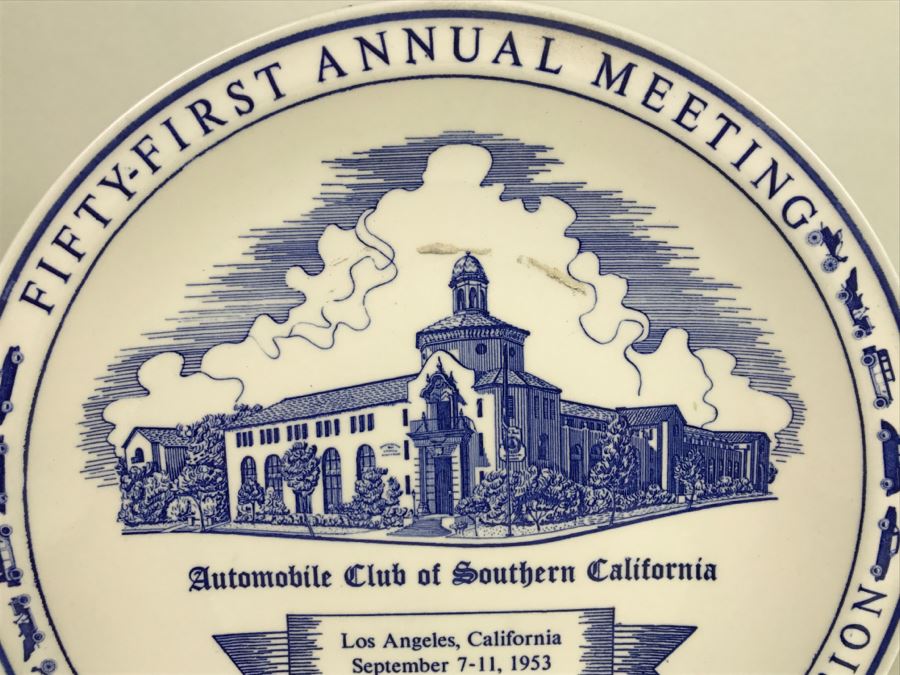 Vintage 1953 Automobile Club Of Southern California AAA Fifty-First Annual Meeting Plate Vernon Kilns [Photo 3]