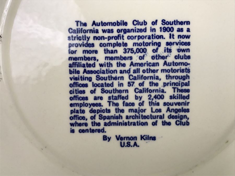 Vintage 1953 Automobile Club Of Southern California AAA Fifty-First Annual Meeting Plate Vernon Kilns [Photo 10]