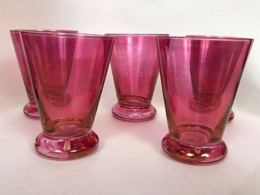 Vintage Ruby Red Cocktail Shaker And Glasses [Photo 4]