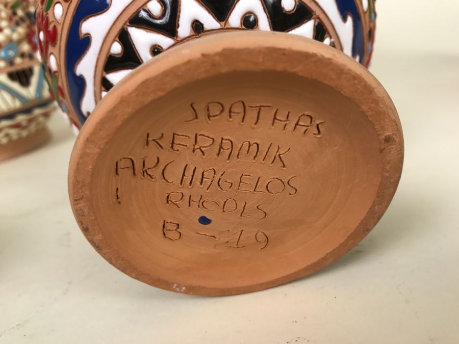Collection Of Colorful Greek Pottery Spathas Keramik Archagelos Rhodes [Photo 16]