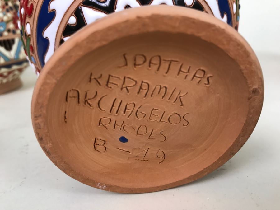 Collection Of Colorful Greek Pottery Spathas Keramik Archagelos Rhodes [Photo 2]