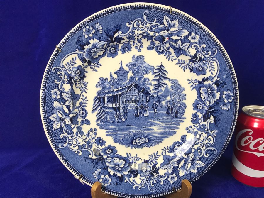 Blue & White Plate Thos. Hughes & Son Ltd Longport Staffordshire England 'Avon Cottage' [Photo 3]