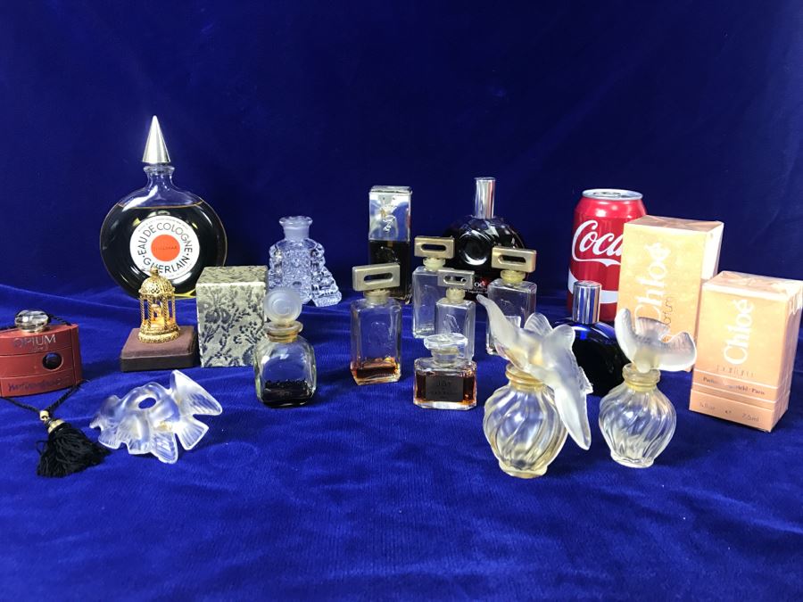 Large Collection Of Perfume Bottles Including Lalique Bottles
