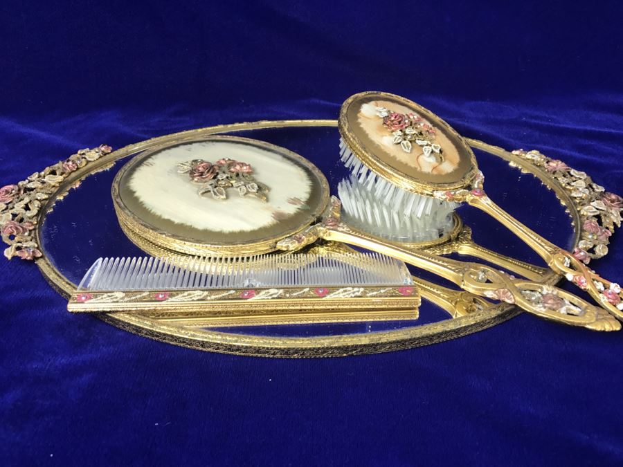 Vintage Vanity Set With Mirrors And Brushes By Wand Art Creation [Photo 2]