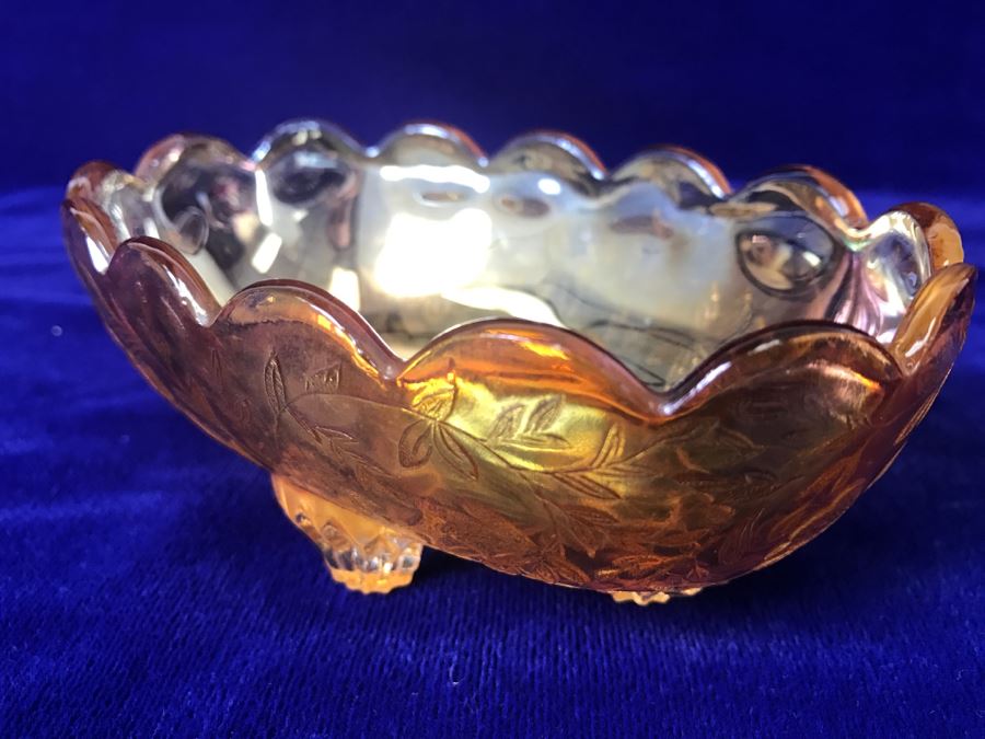 Vintage Footed Carnival Glass Bowl [Photo 4]