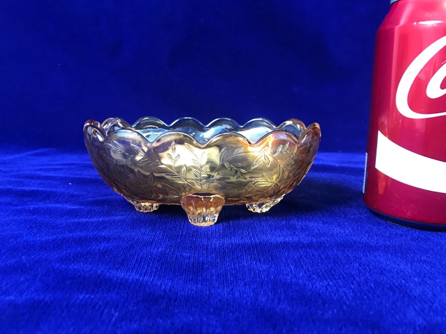 Vintage Footed Carnival Glass Bowl [Photo 2]