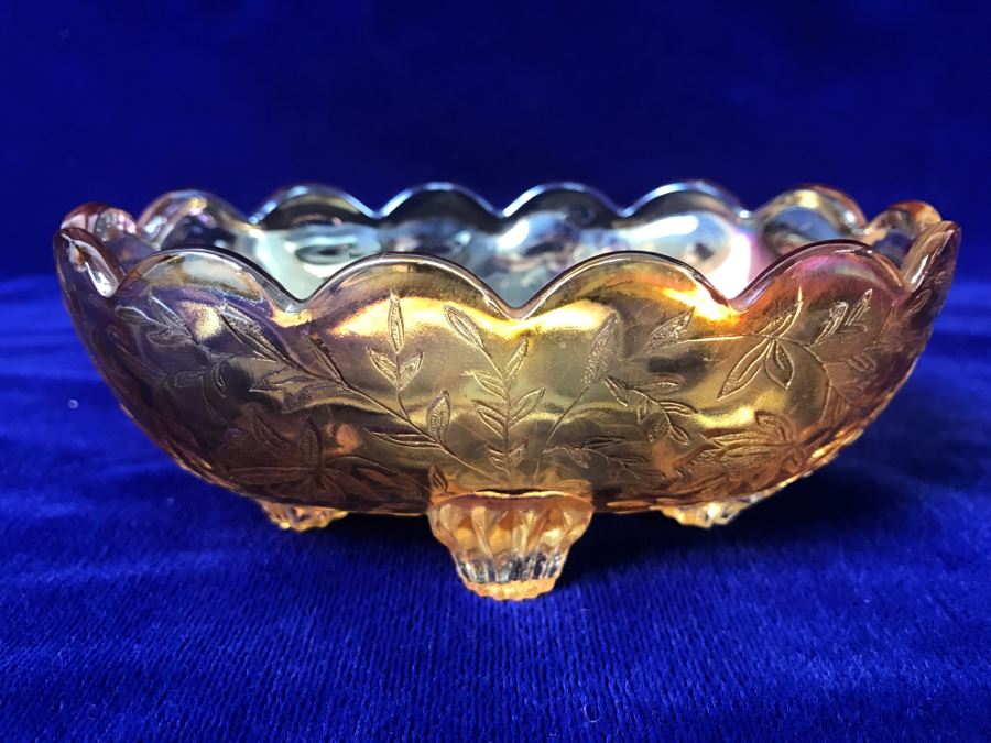 Vintage Footed Carnival Glass Bowl [Photo 1]