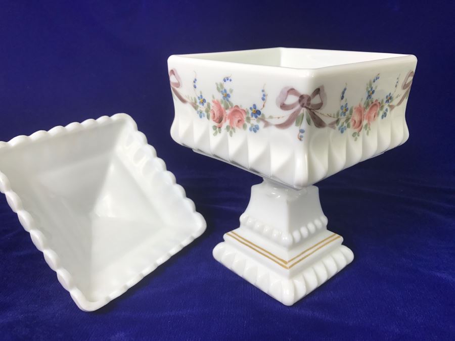 Vintage Milk Glass Compote Wedding Bowl Candy Dish [Photo 8]