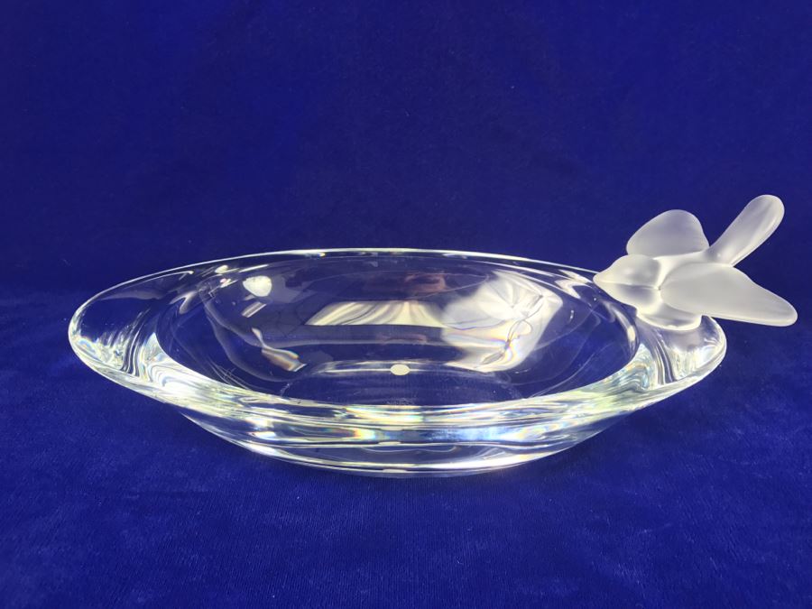 Vintage Cristal De Sevres Oval Bowl With Bird France [Photo 5]