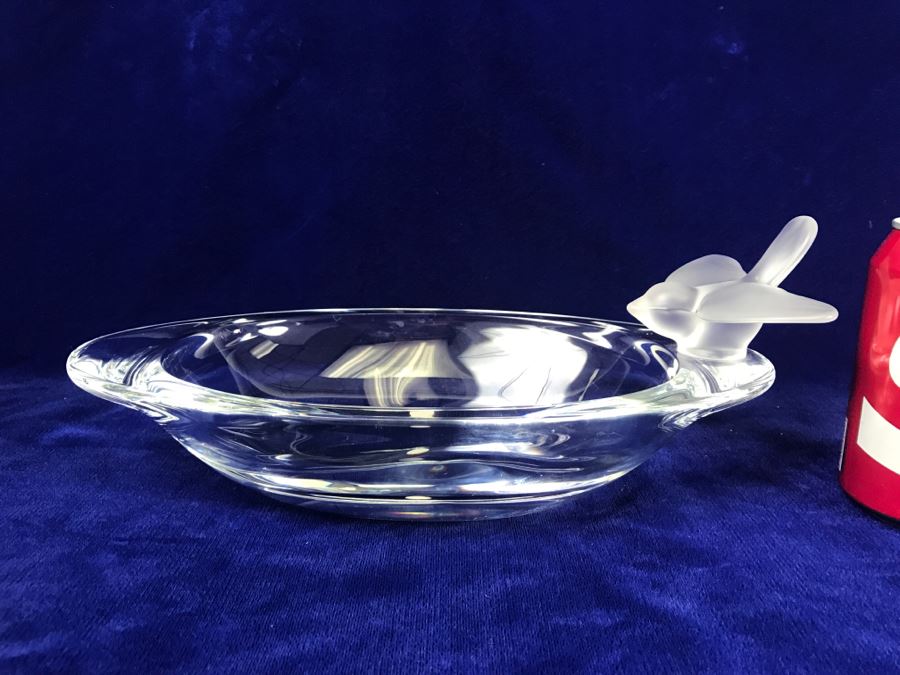 Vintage Cristal De Sevres Oval Bowl With Bird France [Photo 4]