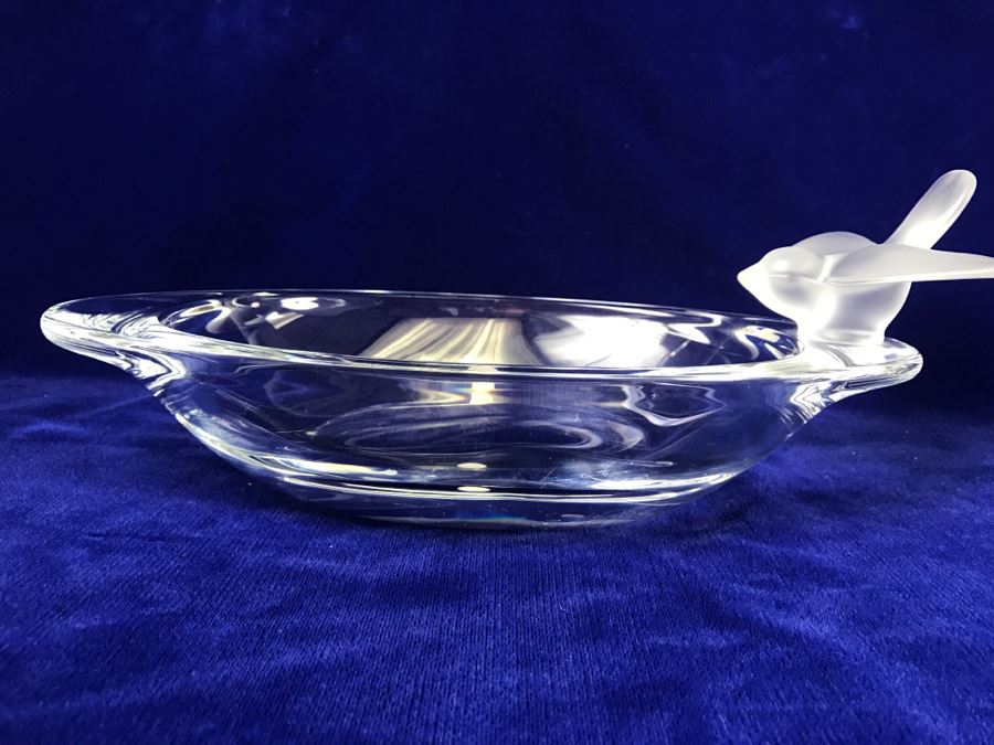 Vintage Cristal De Sevres Oval Bowl With Bird France [Photo 6]