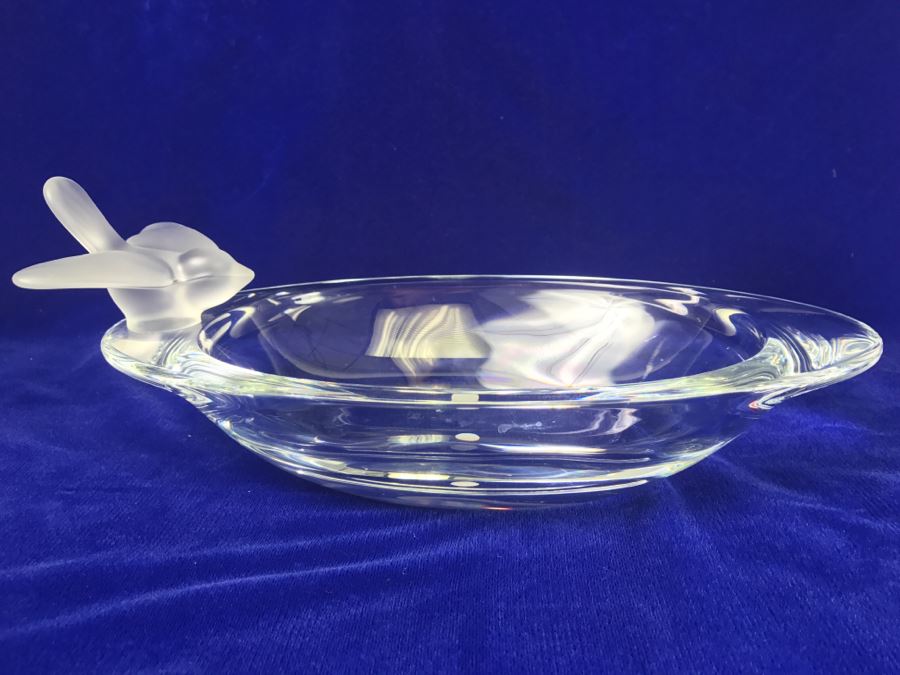 Vintage Cristal De Sevres Oval Bowl With Bird France [Photo 13]