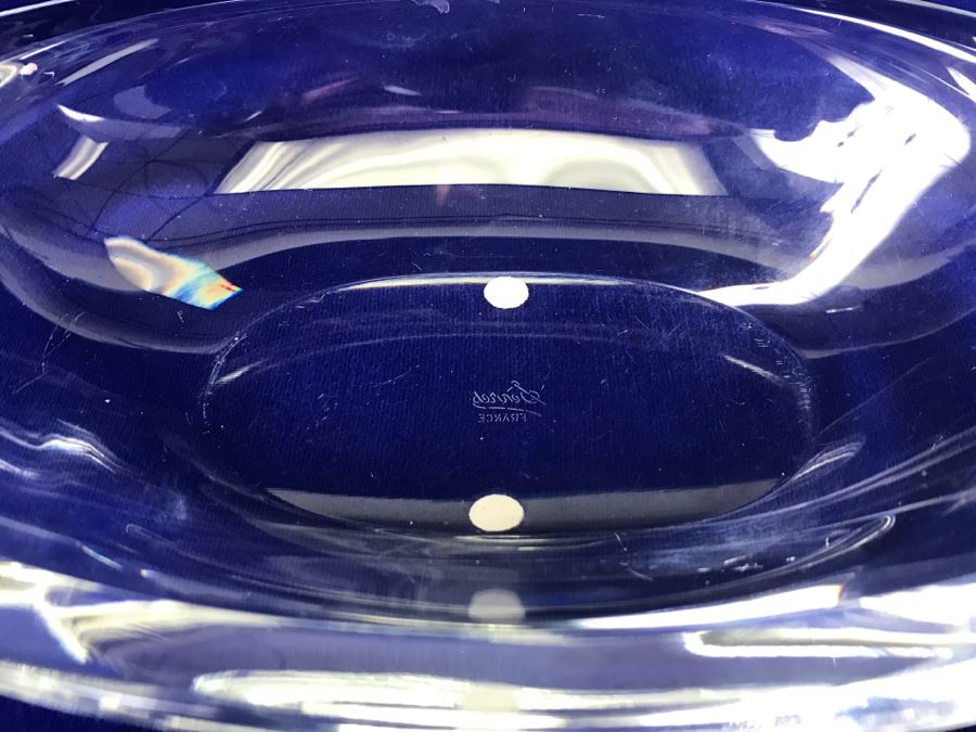 Vintage Cristal De Sevres Oval Bowl With Bird France [Photo 8]