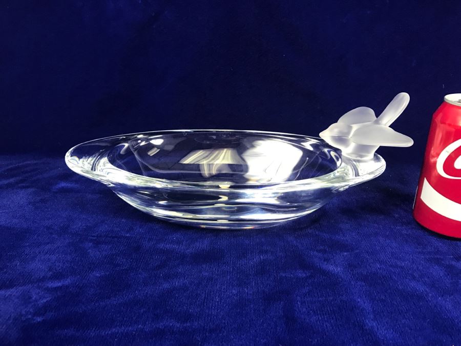 Vintage Cristal De Sevres Oval Bowl With Bird France [Photo 3]