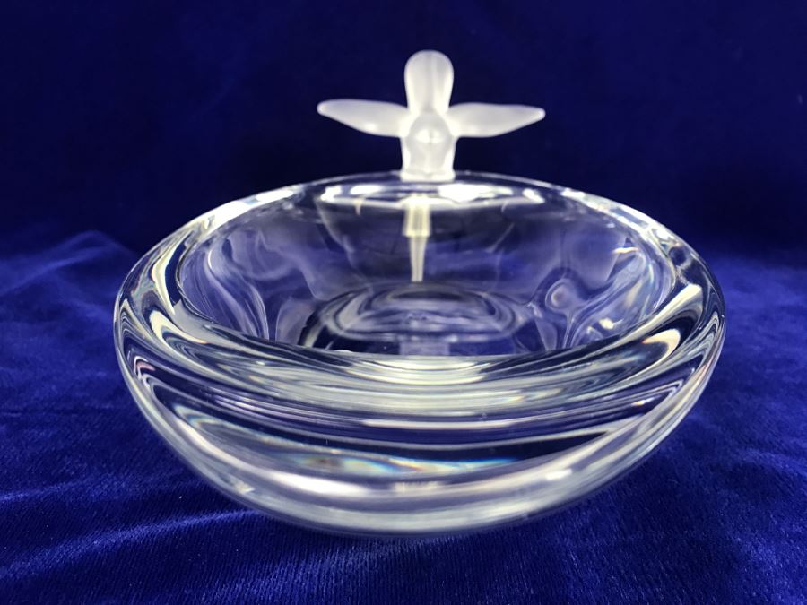 Vintage Cristal De Sevres Oval Bowl With Bird France [Photo 12]