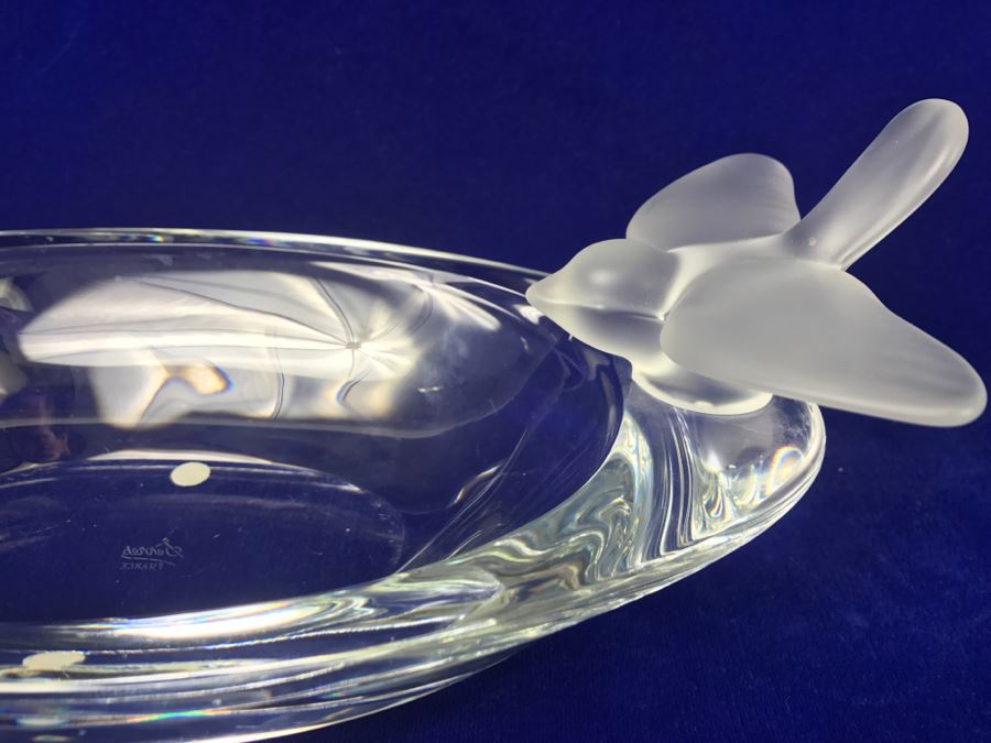 Vintage Cristal De Sevres Oval Bowl With Bird France [Photo 7]