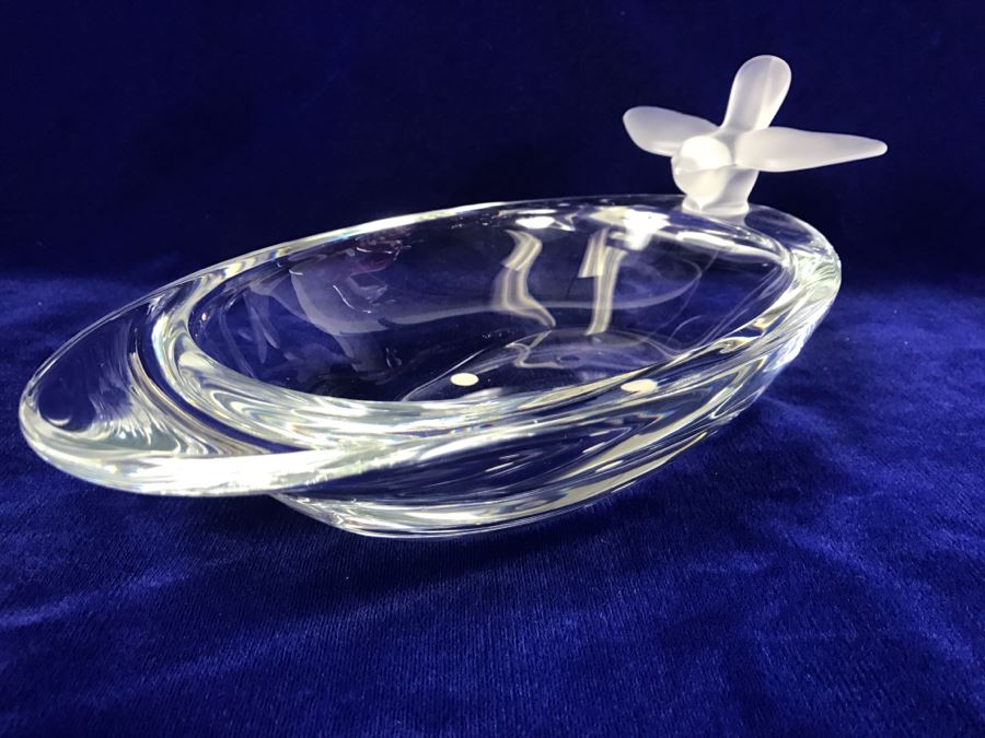 Vintage Cristal De Sevres Oval Bowl With Bird France [Photo 10]