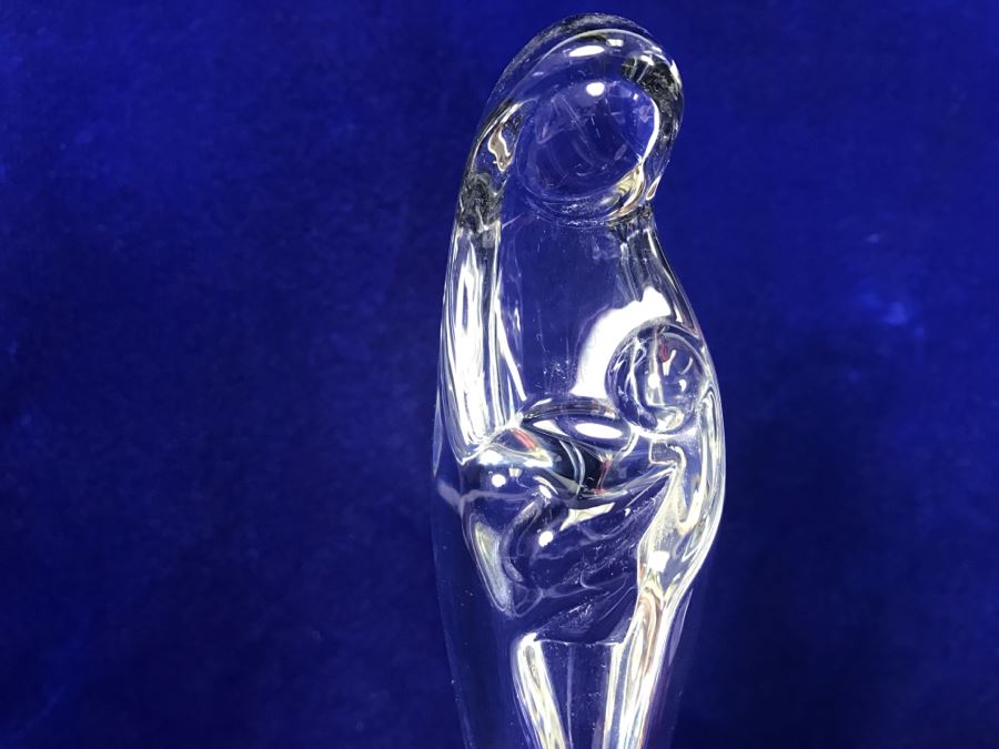 Vintage Signed Daum France Crystal Stylized Mary Madonna With Child Figurine [Photo 4]