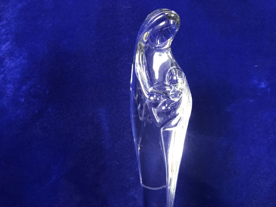 Vintage Signed Daum France Crystal Stylized Mary Madonna With Child Figurine [Photo 13]