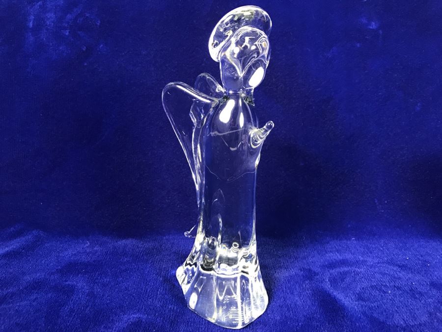 Signed Fm Art Crystal Ronneby Sweden Angel Figurine [Photo 3]