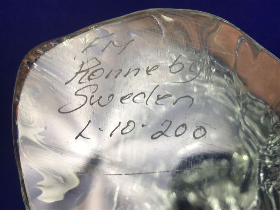 Signed Fm Art Crystal Ronneby Sweden Angel Figurine [Photo 2]