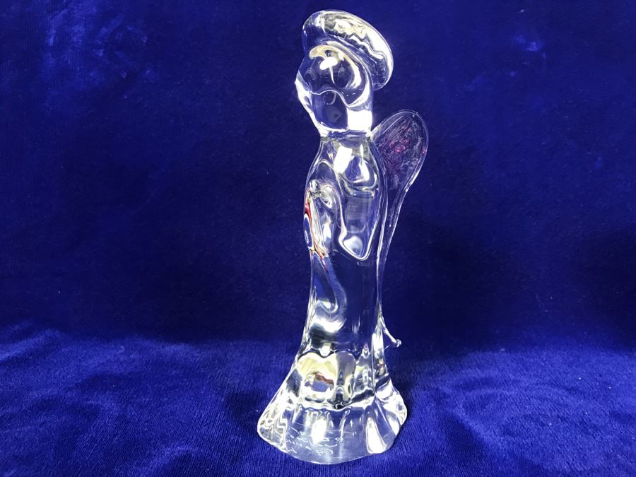 Signed Fm Art Crystal Ronneby Sweden Angel Figurine