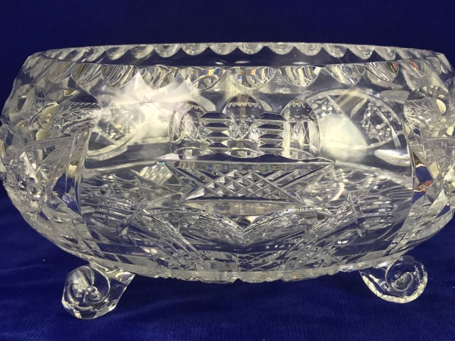 Large Signed Footed Crystal Bowl Celtic Melius O' Connor By Celtic Crystal of Ireland [Photo 14]