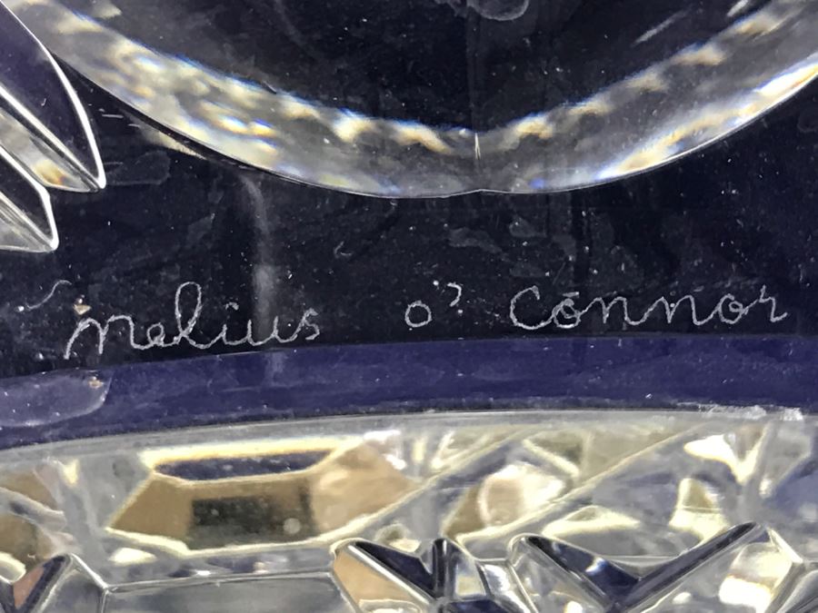 Large Signed Footed Crystal Bowl Celtic Melius O' Connor By Celtic Crystal of Ireland [Photo 9]
