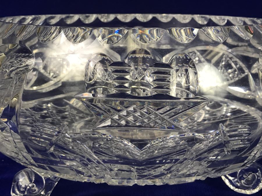 Large Signed Footed Crystal Bowl Celtic Melius O' Connor By Celtic Crystal of Ireland [Photo 12]