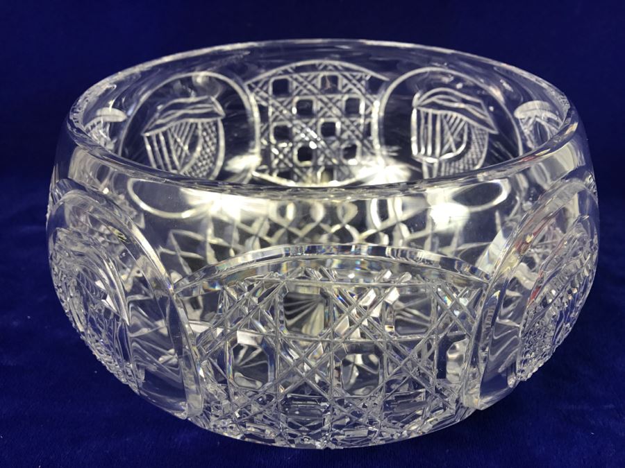 Large Signed Crystal Bowl Celtic Melius O' Connor By Celtic Crystal of Ireland [Photo 9]