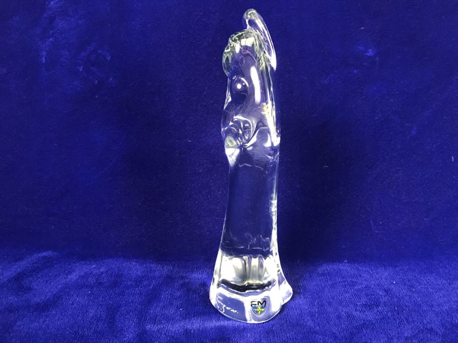 Signed Fm Art Crystal Ronneby Sweden Madonna Mother And Child Figurine [Photo 11]