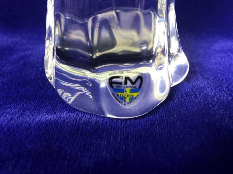 Signed Fm Art Crystal Ronneby Sweden Madonna Mother And Child Figurine [Photo 12]