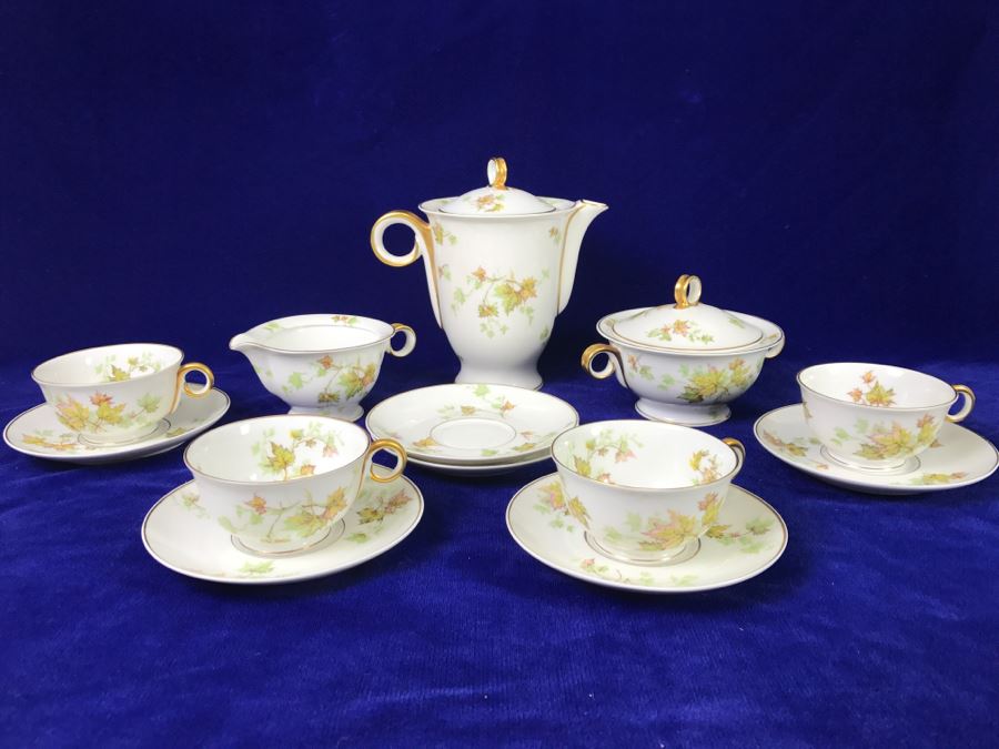 Coffee Service China Set Haviland Limoges Autumn Leaf France 'Merry Christmas From Renault, Inc 1959' [Photo 3]