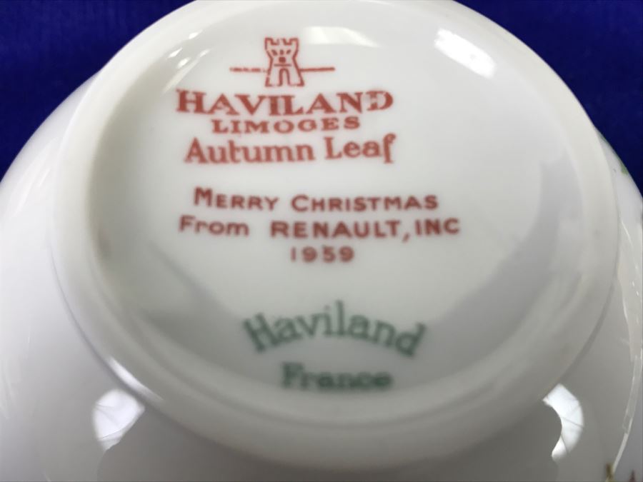 Coffee Service China Set Haviland Limoges Autumn Leaf France 'Merry Christmas From Renault, Inc 1959' [Photo 12]