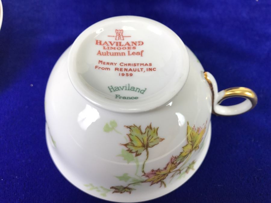 Coffee Service China Set Haviland Limoges Autumn Leaf France 'Merry Christmas From Renault, Inc 1959' [Photo 11]