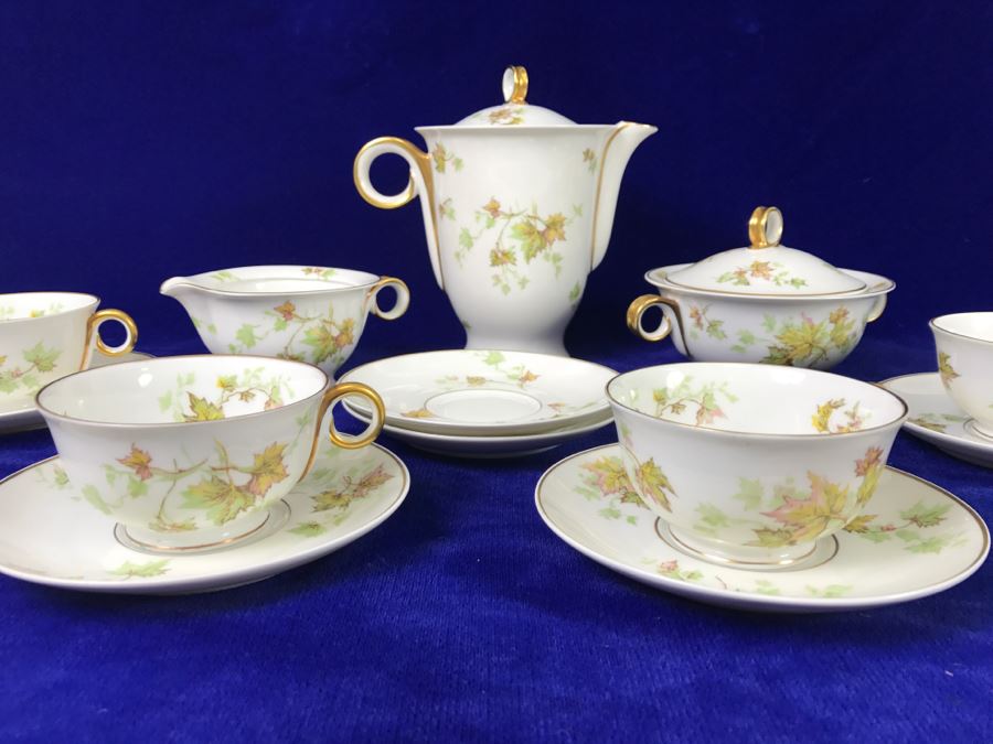 Coffee Service China Set Haviland Limoges Autumn Leaf France 'Merry Christmas From Renault, Inc 1959' [Photo 4]