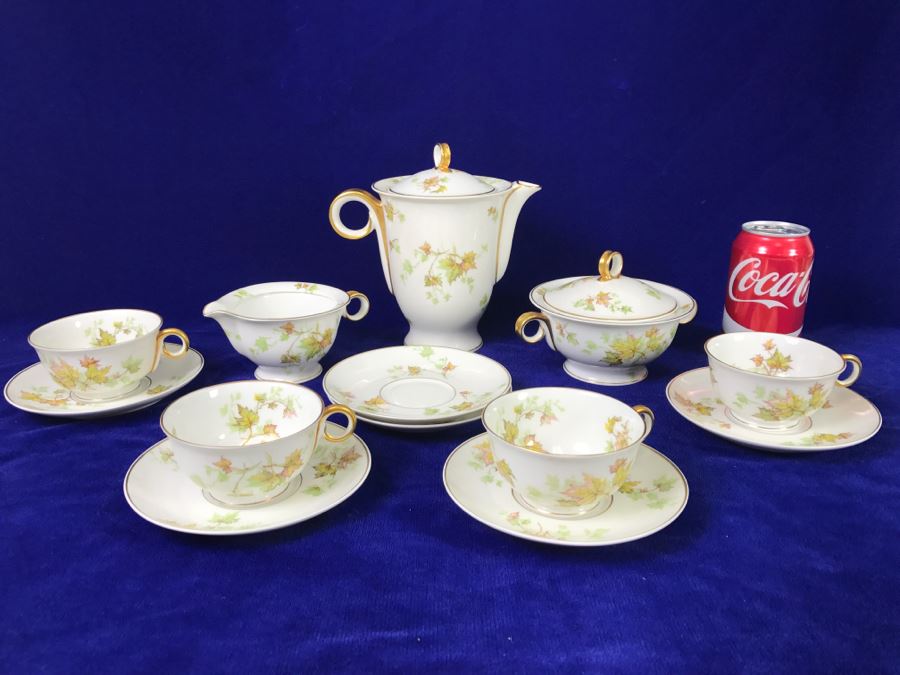 Coffee Service China Set Haviland Limoges Autumn Leaf France 'Merry Christmas From Renault, Inc 1959' [Photo 1]