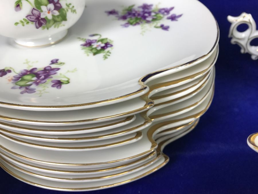 Bone China Set By Hammersley 'Victorian Violets' Made In England Plus Piece Of China In Same Pattern Made In Occupied Japan [Photo 9]