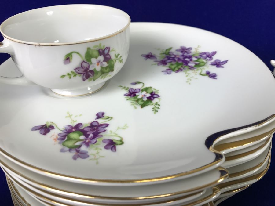 Bone China Set By Hammersley 'Victorian Violets' Made In England Plus Piece Of China In Same Pattern Made In Occupied Japan [Photo 8]