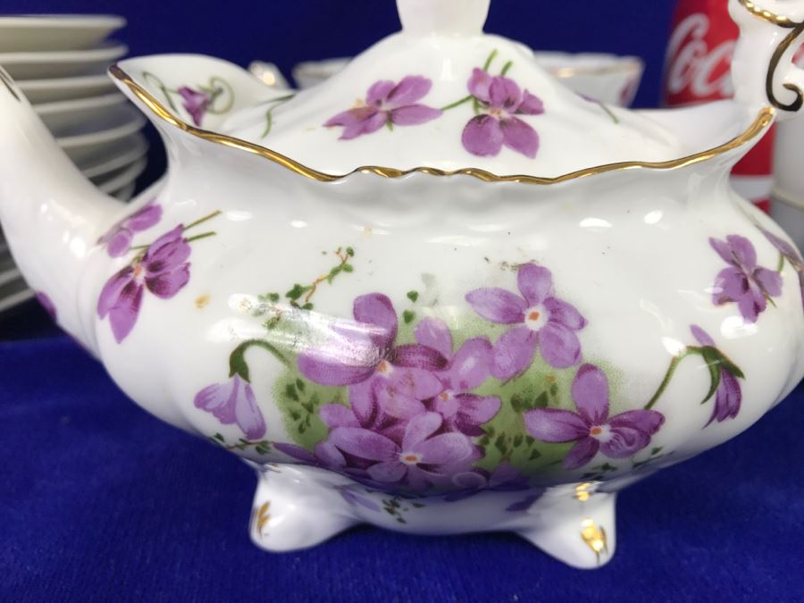 Bone China Set By Hammersley 'Victorian Violets' Made In England Plus Piece Of China In Same Pattern Made In Occupied Japan [Photo 17]