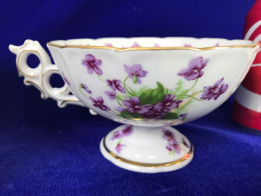 Bone China Set By Hammersley 'Victorian Violets' Made In England Plus Piece Of China In Same Pattern Made In Occupied Japan [Photo 22]