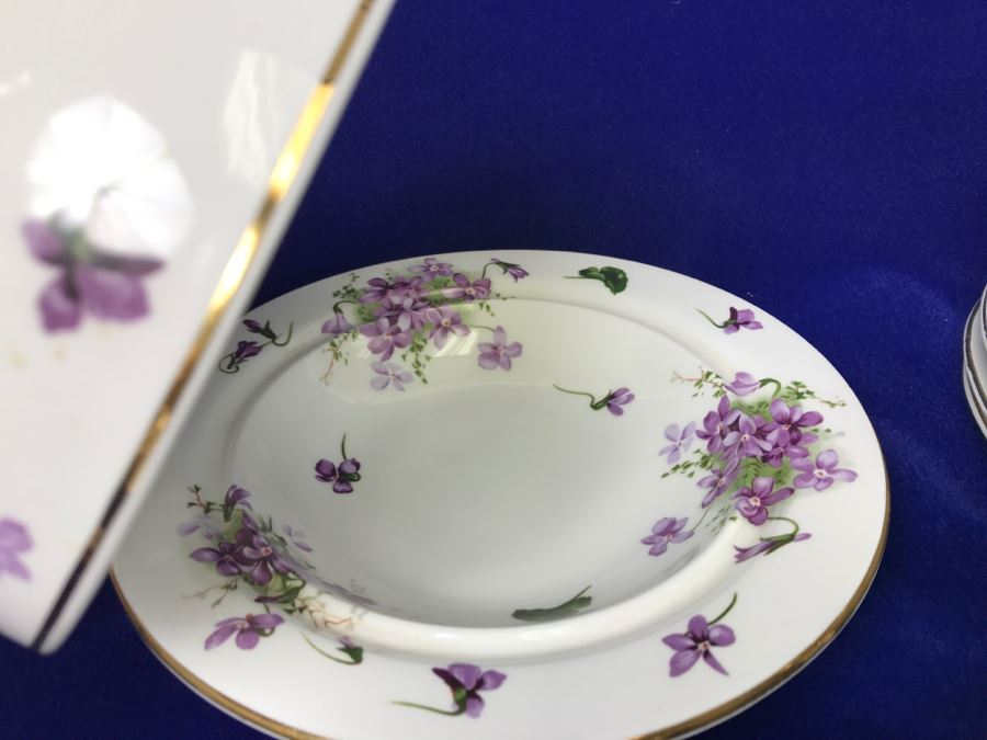Bone China Set By Hammersley 'Victorian Violets' Made In England Plus Piece Of China In Same Pattern Made In Occupied Japan [Photo 20]