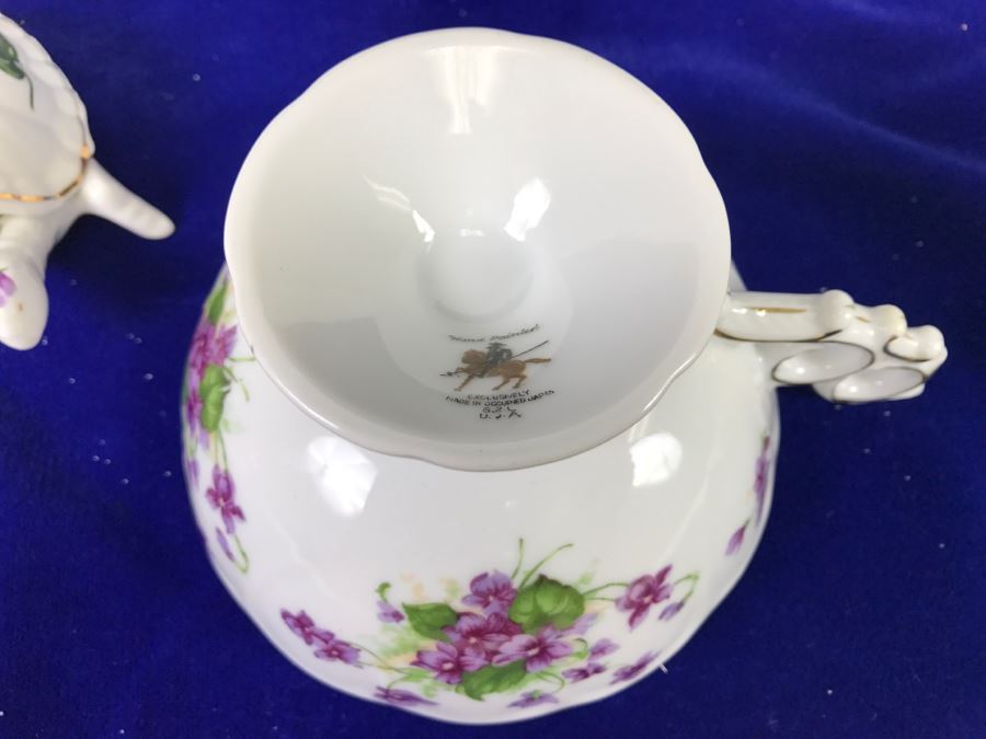 Bone China Set By Hammersley 'Victorian Violets' Made In England Plus Piece Of China In Same Pattern Made In Occupied Japan [Photo 23]