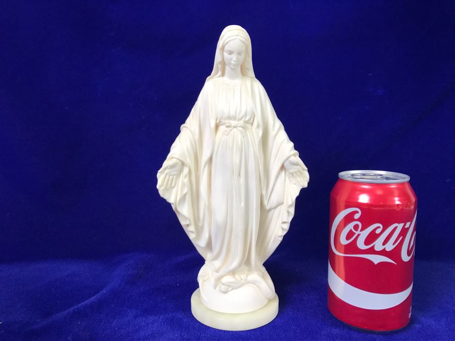 A. Giannelli Signed Virgin Mary Statue/Figurine Made In Italy Marble Base