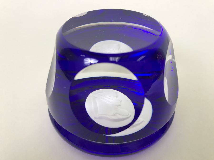 Schmid Cobalt Blue and White Sister Berta Hummel Paperweight France