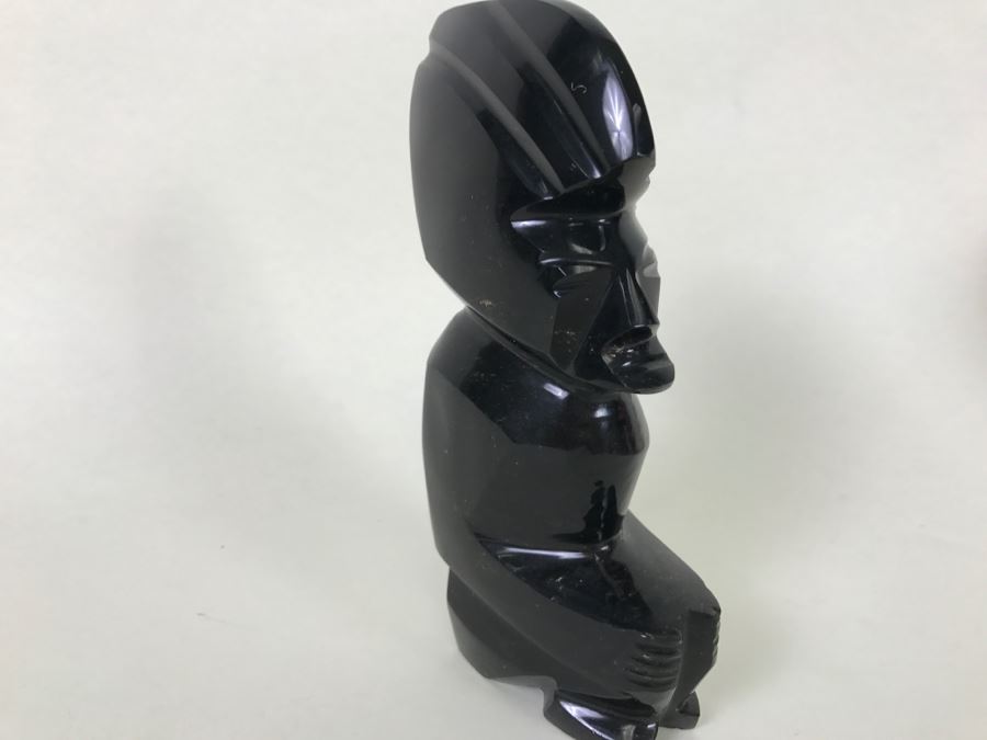 Black Onyx Carved Statue/Figurine - See Photo For Chip In Base Of Figure [Photo 6]