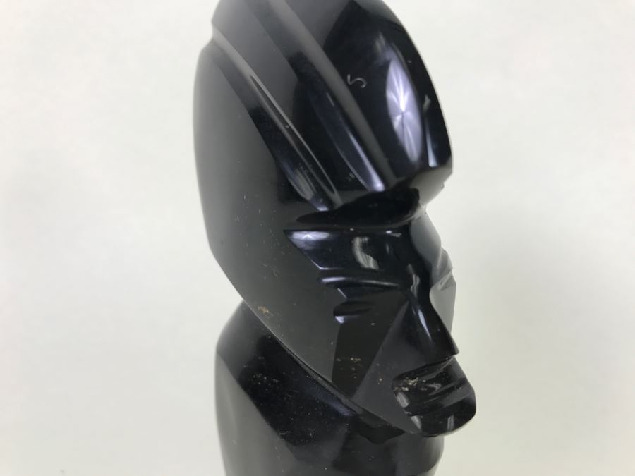 Black Onyx Carved Statue/Figurine - See Photo For Chip In Base Of Figure [Photo 7]